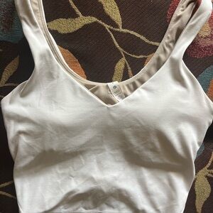 Lululemon Athletica White Fitted Sleeveless Tank Top